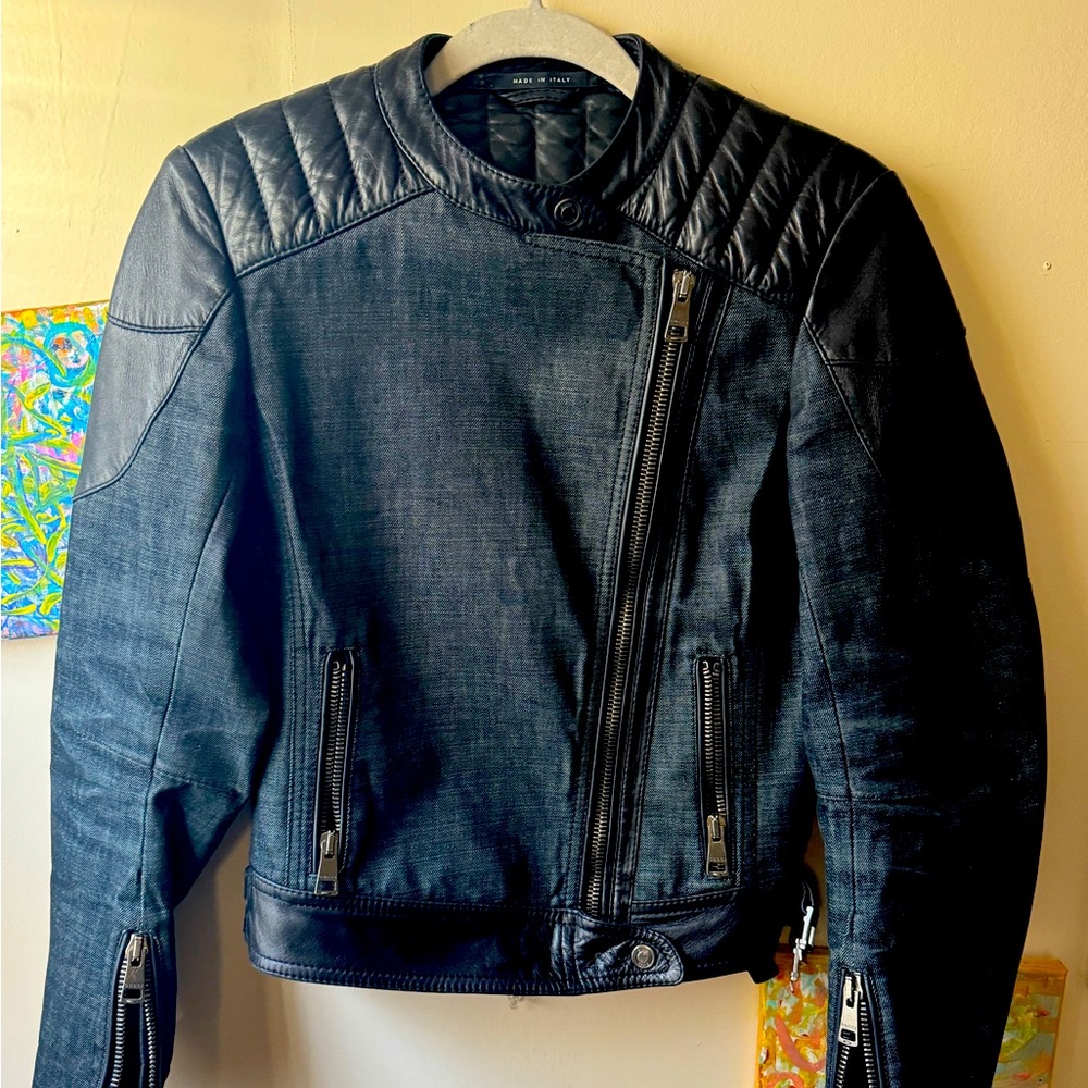 Authentic Gucci leather and Jean motorcycle jacket